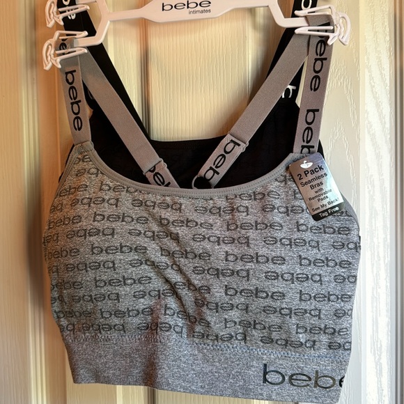 NWT BEBE INTIMATES 2  BRA COMFORT BRA SET-ONE GRAY-ONE BLACK - Picture 2 of 7